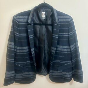 Anne Klein Navy and Gray Striped Blazer